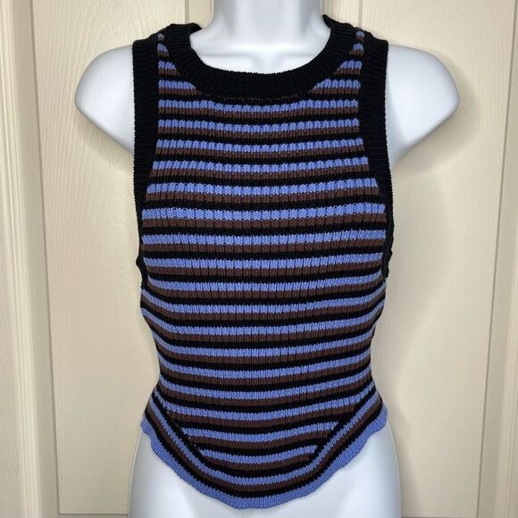 L.A. Hearts (PacSun) Striped Ribbed Sweater Tank Top - Medium - Picture 3 of 7